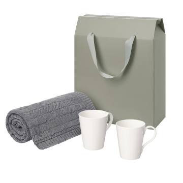 Portobello Подарочный набор Vesta, Fado, серый в коробке-пакете (две фарфоровых кружки) с логотипом на заказ