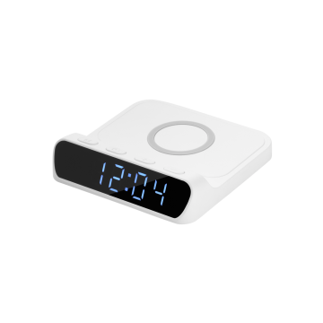 Portobello Зарядная станция с часами 15W Ригель (Rigel), белая с логотипом на заказ