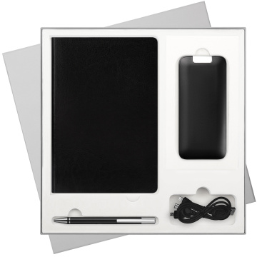 Portobello Подарочный набор River side, черный (ежедневник, ручка, аккумулятор) с логотипом на заказ