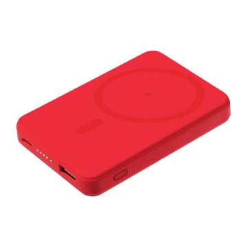 Portobello Внешний аккумулятор Largo PD 5000mAh с функцией беспроводной зарядки 15W, красный с логотипом на заказ