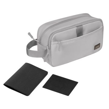Portobello Подарочный набор Boston, серый (обложка на паспорт, картхолдер, дорожная косметичка) с логотипом на заказ