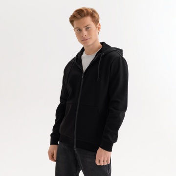 Portobello Толстовка на молнии с капюшоном MATEO черная, размер L с логотипом на заказ