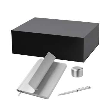 Portobello Подарочный набор Passion, Molto, серебряный (колонка, ежедневник, ручка) с логотипом на заказ