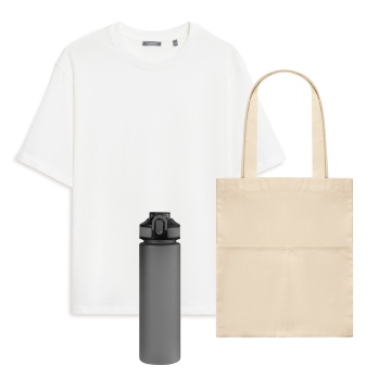 Portobello Набор с одеждой RUST (футболка, бутылка, шоппер), белый/серый, M/L с логотипом на заказ