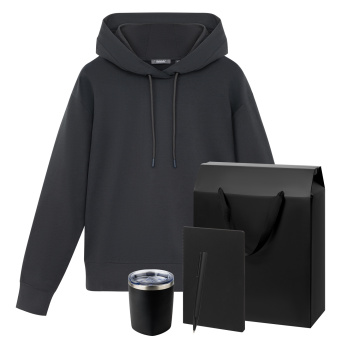 Portobello Набор с одеждой ALEX (худи, термокружка, блокнот, ручка), черный, S с логотипом на заказ