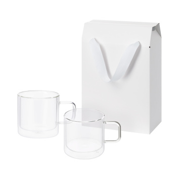 Portobello Подарочный набор 2 стеклянные кружки Luna в коробке-пакете с логотипом на заказ