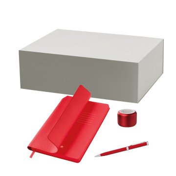 Portobello Подарочный набор Passion, Molto, красный (колонка, ежедневник, ручка) с логотипом на заказ
