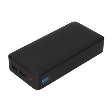 Portobello Внешний аккумулятор с подсветкой Анкор Плюс PD (Ancor PD Plus) 20000 mAh, черный с логотипом на заказ