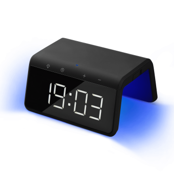 Portobello Зарядная станция с часами 15W Flame, черная с логотипом на заказ