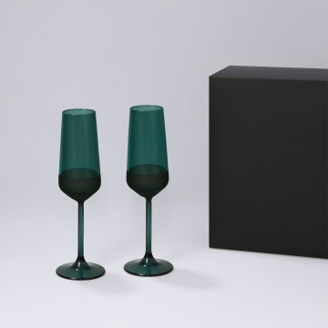 Portobello Подарочный набор 2 бокала для шампанского Эмеральд (Emerald) в черной коробке с логотипом на заказ