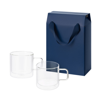 Portobello Подарочный набор 2 стеклянные кружки Луна (Luna) в коробке-пакете с логотипом на заказ