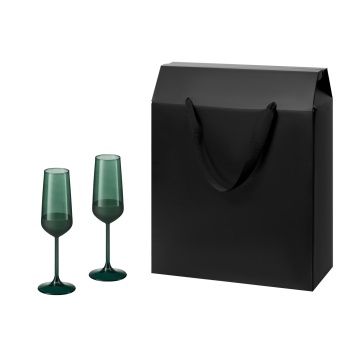 Portobello Подарочный набор 2 бокала для шампанского Эмеральд (Emerald) в большом подарочном пакете с логотипом на заказ