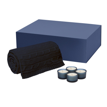 Portobello Подарочный набор Сенто (Sento), Фадо (Fado), синий (свеча, плед) с логотипом на заказ