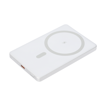 Portobello Внешний аккумулятор Атлантис (Atlantis) PD 5000mAh с функцией беспроводной зарядки 15W, серебряный с логотипом на заказ