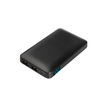 Portobello Внешний аккумулятор с цветной подсветкой Ancor Max 5000 mAh, черный с логотипом на заказ