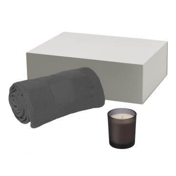 Portobello Подарочный набор Enigma, Cella, серый (свеча, плед) с логотипом на заказ
