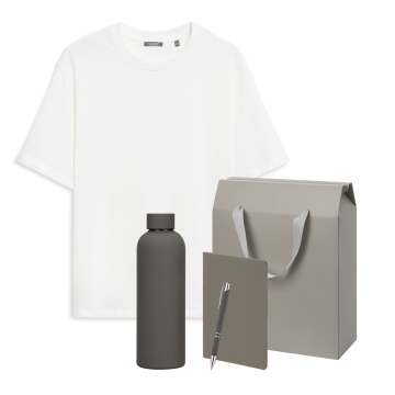Portobello Набор с одеждой RUST (футболка, термобутылка, блокнот, ручка), белый/серый, 3XL/4XL с логотипом на заказ