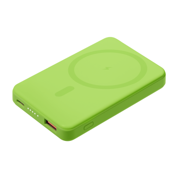 Portobello Внешний аккумулятор Ларго PD (Largo PD) 5000mAh с функцией беспроводной зарядки 15W, салатовый с логотипом на заказ