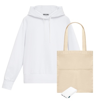 Portobello Набор с одеждой Алекс (ALEX) (худи, аккумулятор, шоппер), белый, S с логотипом на заказ