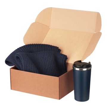 Portobello Подарочный набор Forges, синий (шарф, термокружка) с логотипом на заказ