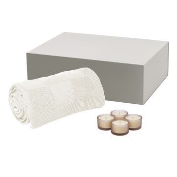 Portobello Подарочный набор Sento, Cella, бежевый (свеча, плед) с логотипом на заказ