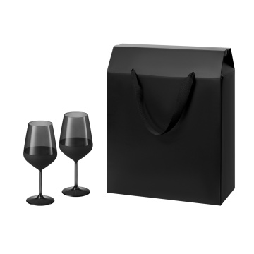 Portobello Подарочный набор 2 бокала для вина Black Edition в большом подарочном пакете с логотипом на заказ