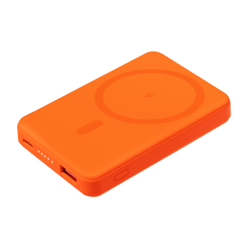 Portobello Внешний аккумулятор Ларго PD (Largo PD) 5000mAh с функцией беспроводной зарядки 15W, оранжевый с логотипом на заказ
