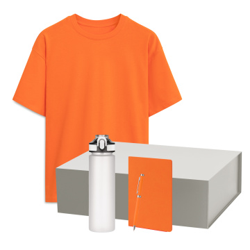 Portobello Набор с одеждой Раст Нео (Rust Neo) (футболка, бутылка, ежедневник, ручка), белый/оранжевый, 3XL/4XL с логотипом на заказ