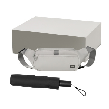 Portobello Подарочный набор Бостон (Boston), Филтон (Filton), серый (поясная сумка, зонт) с логотипом на заказ