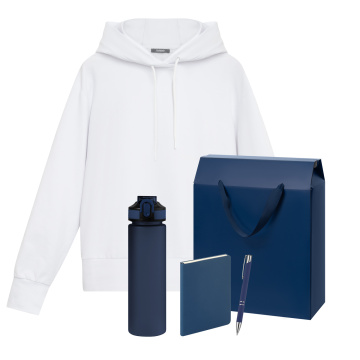 Portobello Набор с одеждой ALEX (худи, бутылка, ежедневник, ручка), синий, S с логотипом на заказ