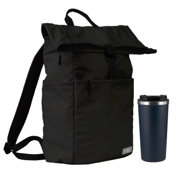 Portobello Подарочный набор Палермо (Palermo), Бостон (Boston), черный/синий (рюкзак, термокружка) с логотипом на заказ
