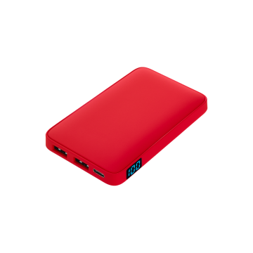 Portobello Внешний аккумулятор с подсветкой Ancor 5000 mAh, красный с логотипом на заказ