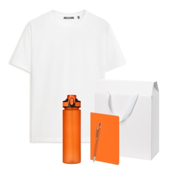 Portobello Набор с одеждой Крис (Kris) (футболка, бутылка, блокнот, ручка), оранжевый, M с логотипом на заказ