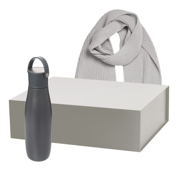 Portobello Подарочный набор Боска (Bosca), Форгес (Forges), серый (термобутылка, шарф) с логотипом на заказ