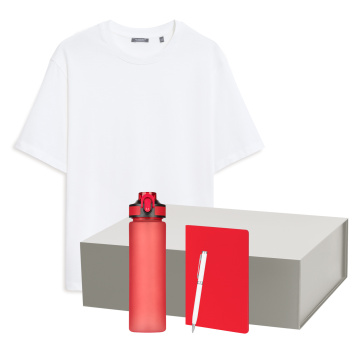 Portobello Набор с одеждой RUST NEO (футболка, бутылка, ежедневник, ручка), белый/красный, 3XL/4XL с логотипом на заказ