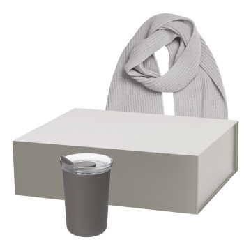 Portobello Подарочный набор Страда (Strada), Форгес (Forges), серый (термокружка, шарф) с логотипом на заказ