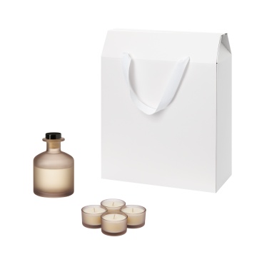 Portobello Подарочный набор Сенто (Sento), Мизу (Mizu), бежевый (свечи, диффузор) с логотипом на заказ