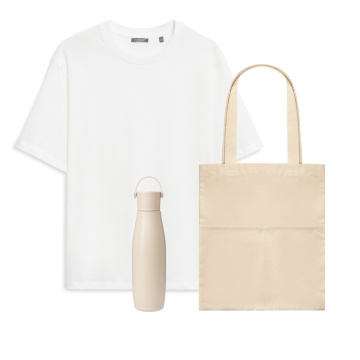 Portobello Набор с одеждой Раст (RUST) (футболка, термобутылка, шоппер), белый/бежевый, 3XL/4XL с логотипом на заказ