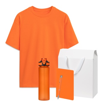 Portobello Набор с одеждой RUST (футболка, бутылка, блокнот, ручка), оранжевый, M/L с логотипом на заказ