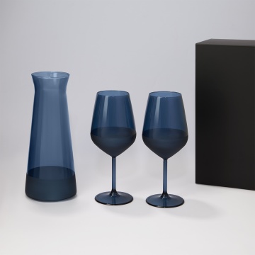 Portobello Подарочный набор декантер + 2 бокала для вина Сапфир (Sapphire) в черной коробке с логотипом на заказ