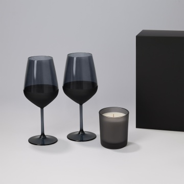 Portobello Подарочный набор свеча Энигма (Enigma) + 2 бокала для вина Блэк Эдишн (Black Edition) в черной коробке с логотипом на заказ