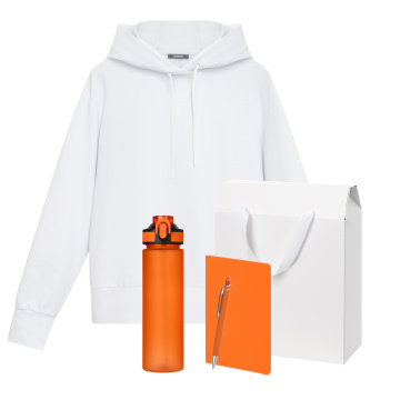 Portobello Набор с одеждой ALEX (худи, бутылка, блокнот, ручка), оранжевый, L с логотипом на заказ