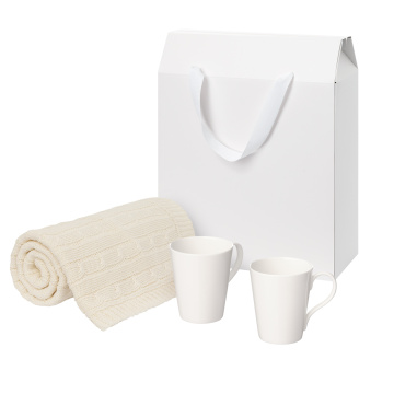 Portobello Подарочный набор Vesta, Fado, бежевый в коробке-пакете (две фарфоровых кружки) с логотипом на заказ