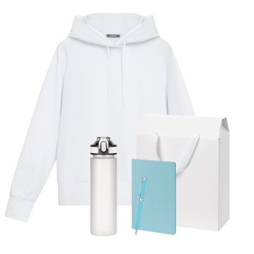 Portobello Набор с одеждой ALEX (худи, бутылка, блокнот, ручка), голубой, M с логотипом на заказ