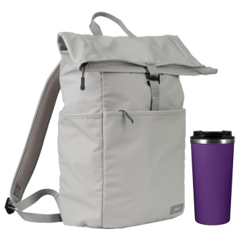 Portobello Подарочный набор Palermo, Boston, серый/фиолетовый (рюкзак, термокружка) с логотипом на заказ